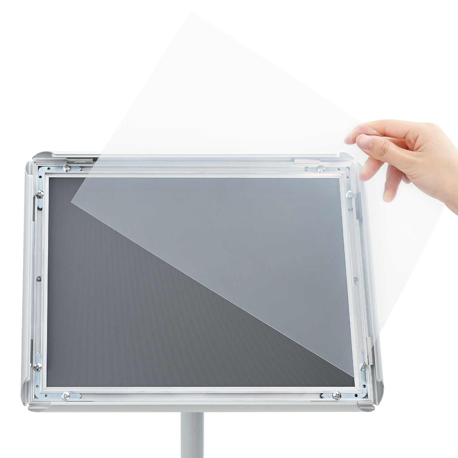 Podest-Posterständer Silber A3 PVC und Stahl