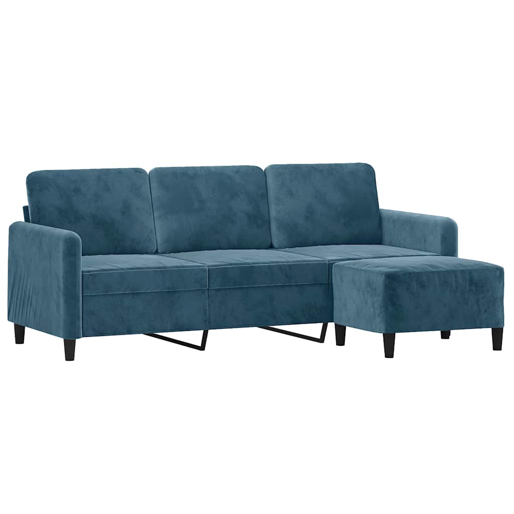 3-Sitzer-Sofa mit Hocker Rosa 180 cm Samt