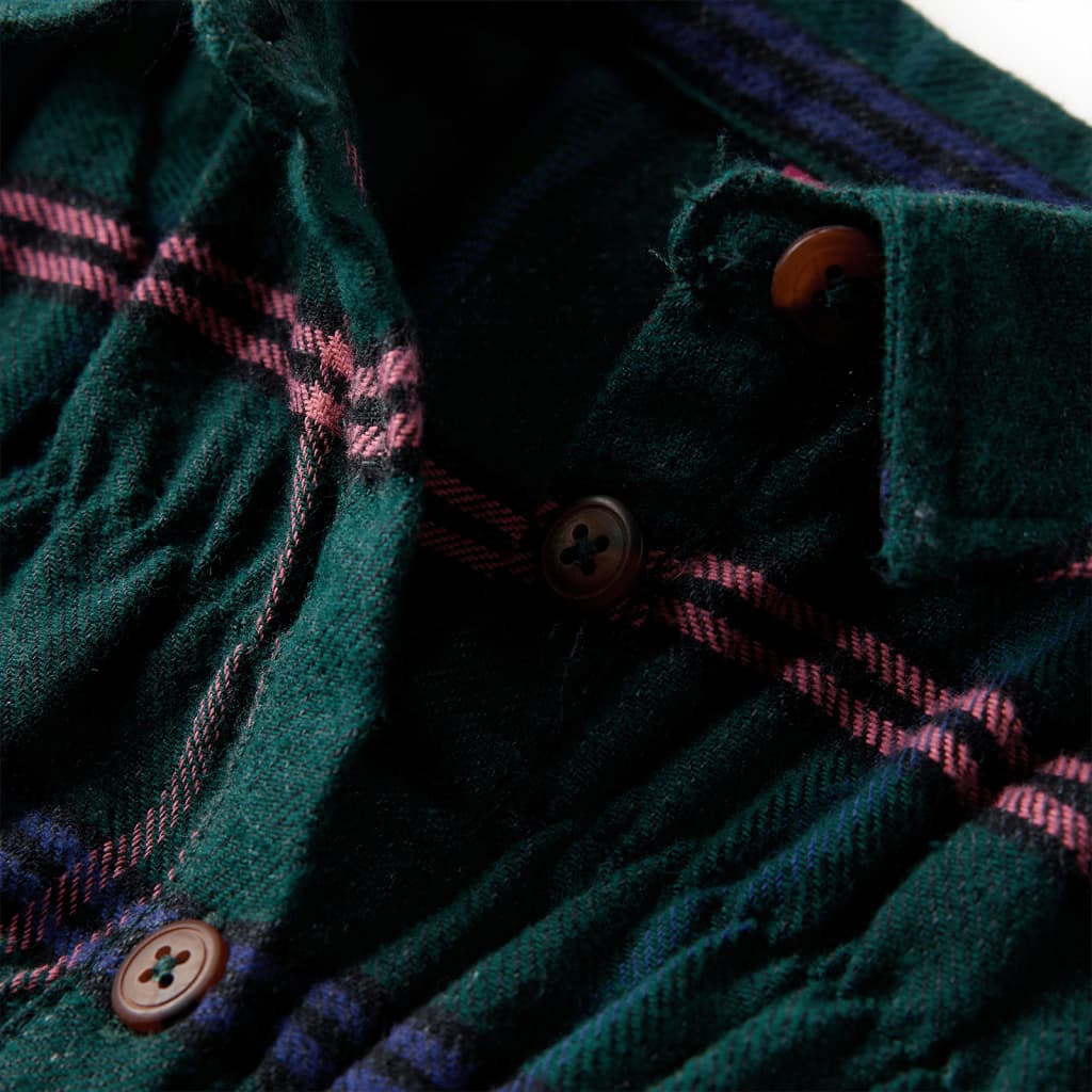 Kinderkleid mit Langen Ärmeln und Rüschen Dunkelgrün 92