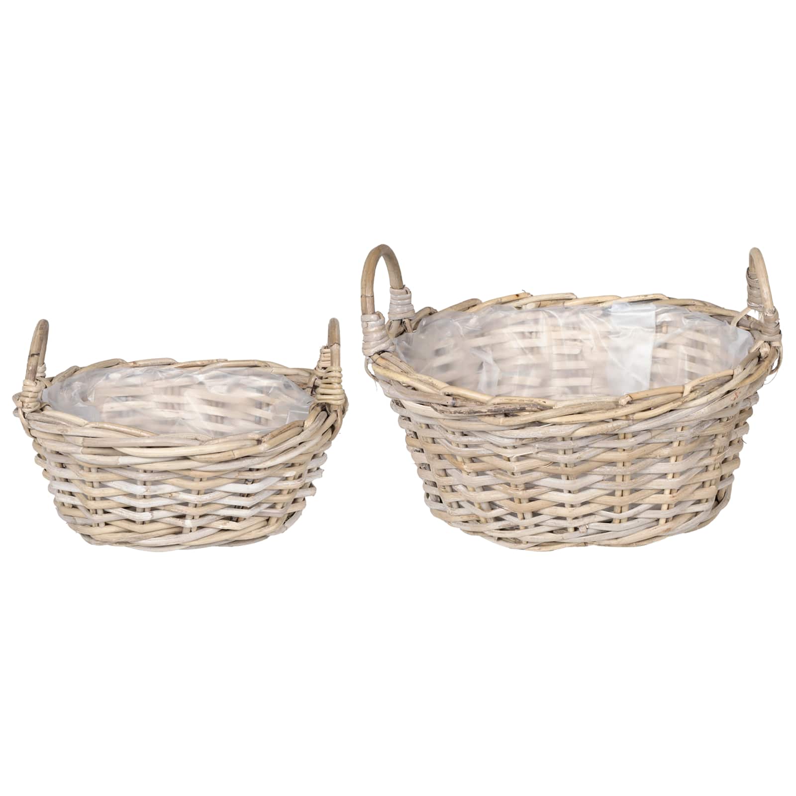 Blumentopfkorb mit Speicher 2 Stk. Natürliches Grau Kubu Rattan