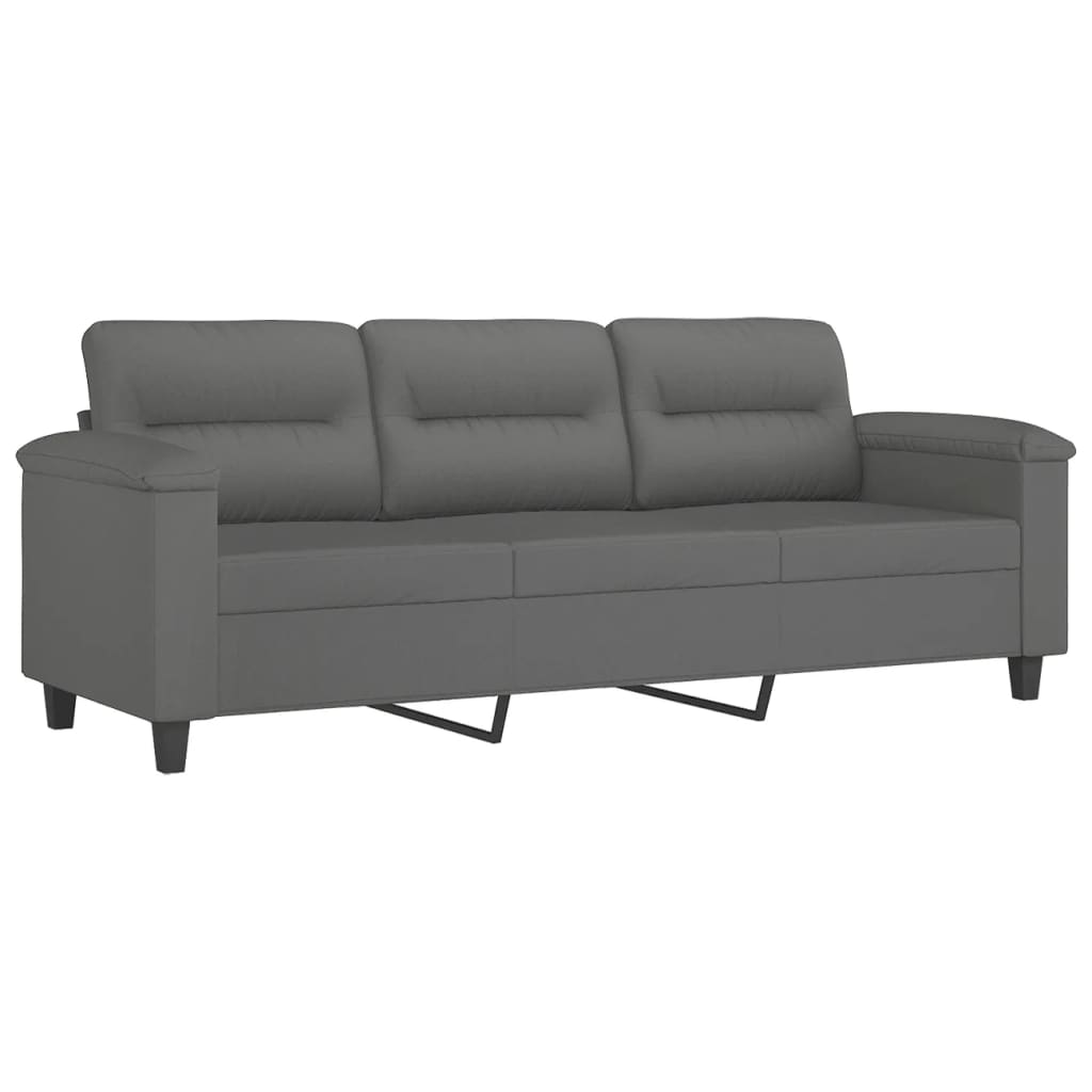 3-Sitzer-Sofa mit Hocker Taupe 180 cm Mikrofasergewebe