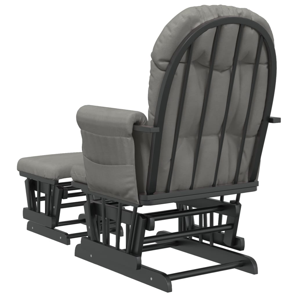 Schaukelsessel mit Hocker Gleitend Dunkelgrau Stoff