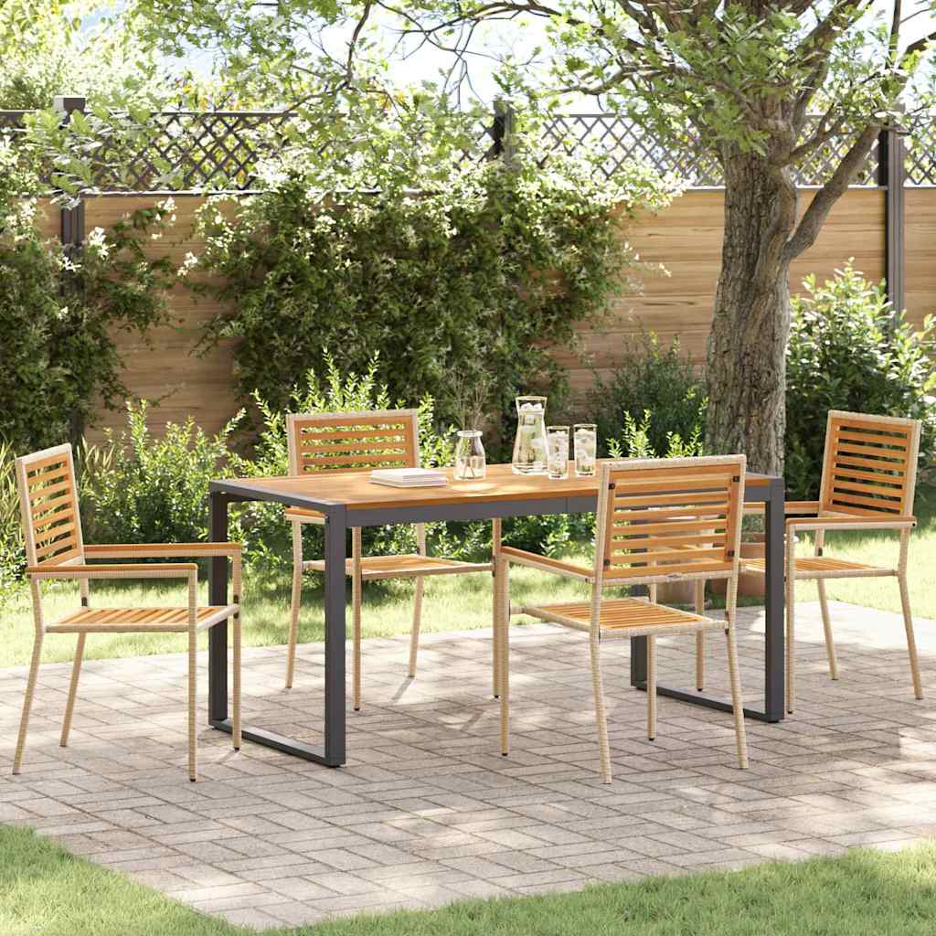 Garten Essgruppe 5 pcs Schwarz und Braun Poly-Rattan