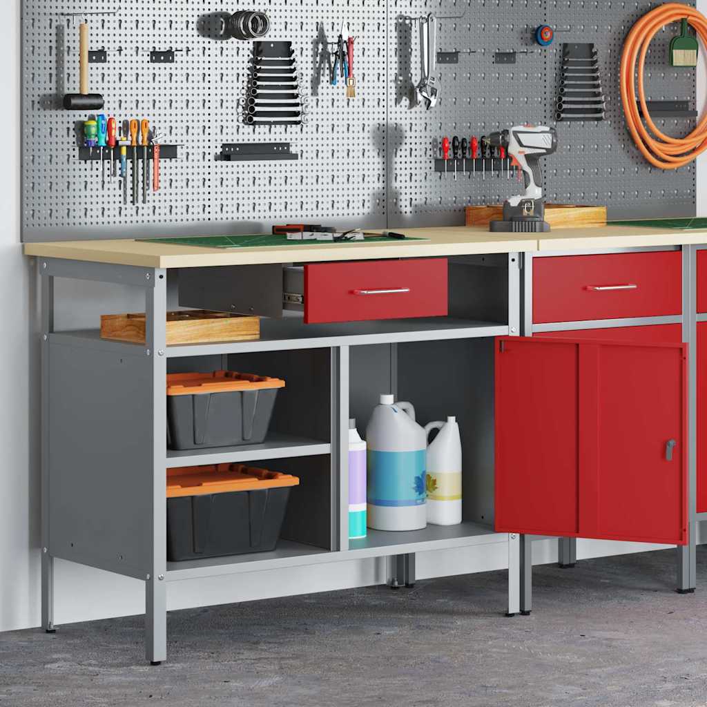 Werkbank mit Schubladen Schwarz und Grau 100 x 55 x 85 cm