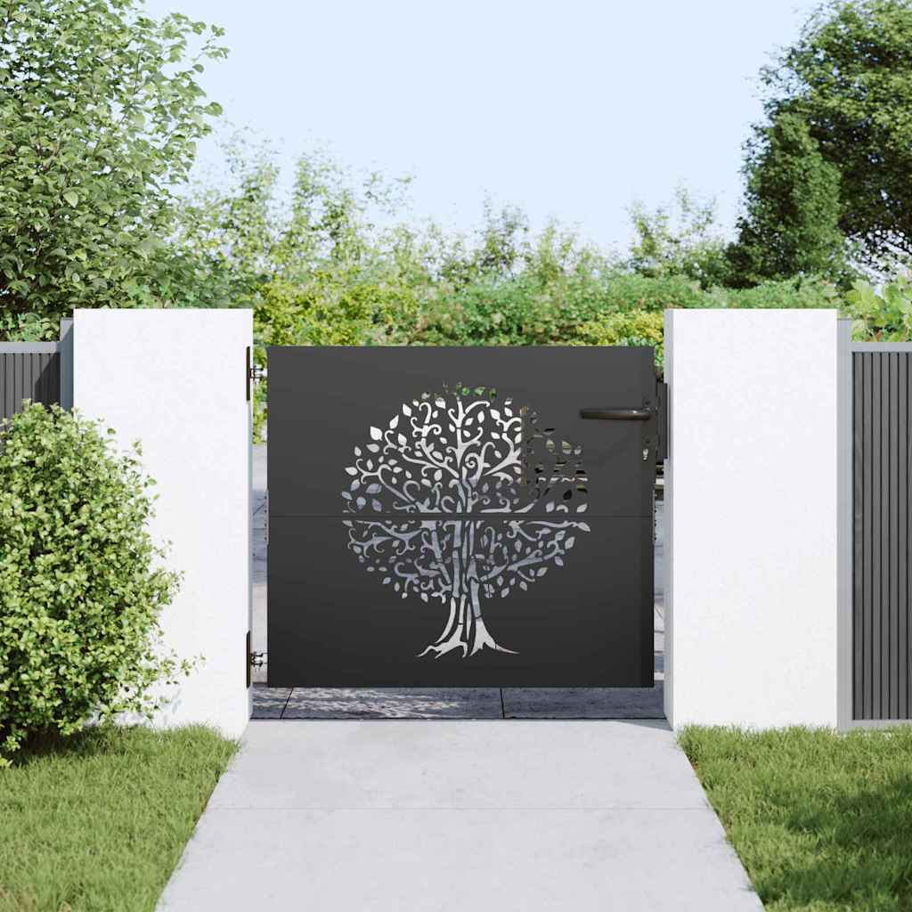 Gartentor 85x75 cm Cortenstahl Baum-Design