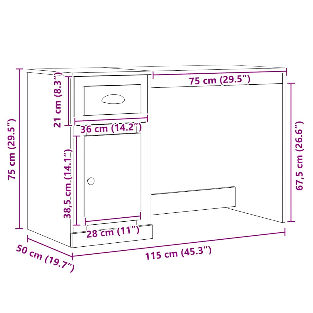 Schreibtisch mit Schublade Weiß 115x50x75 cm Holzwerkstoff