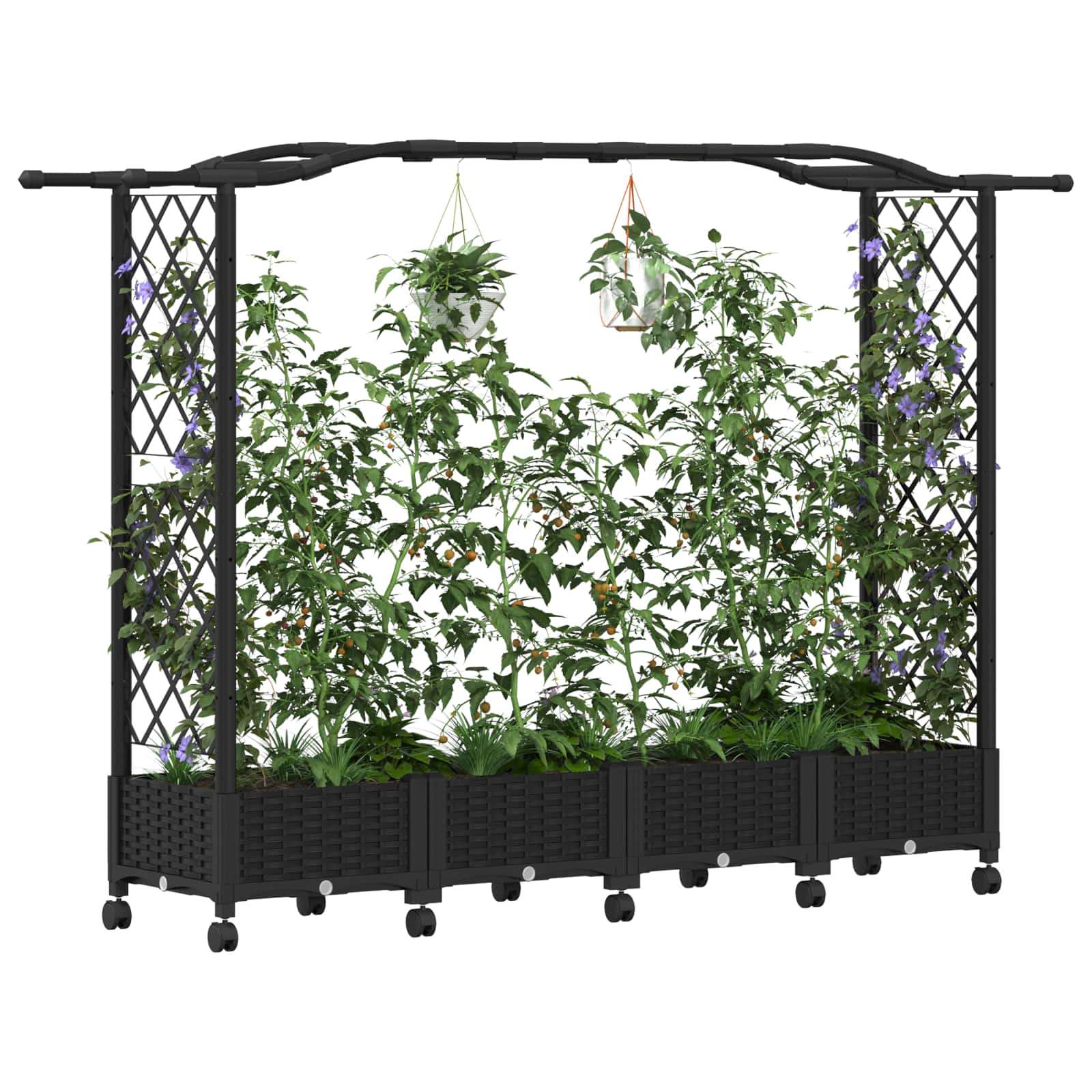 Hochbeet mit Rankgitter und Dach Braun 124 x 40 x 123 cm PP