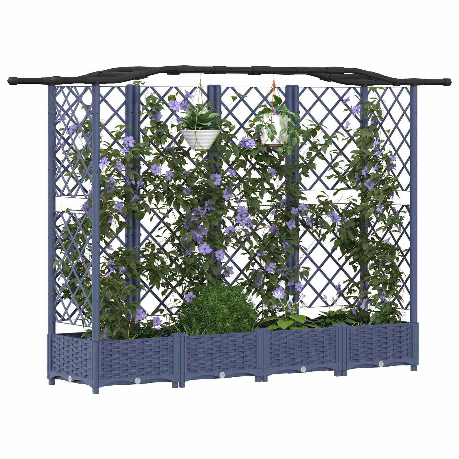 Hochbeet mit Rankgitter und Dach Braun 124 x 40 x 123 cm PP