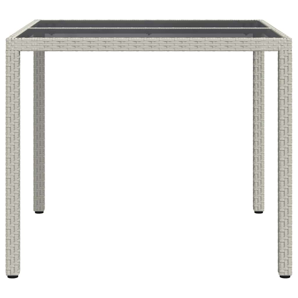 Gartentisch 150x90x75 cm Hartglas und Poly Rattan Grau