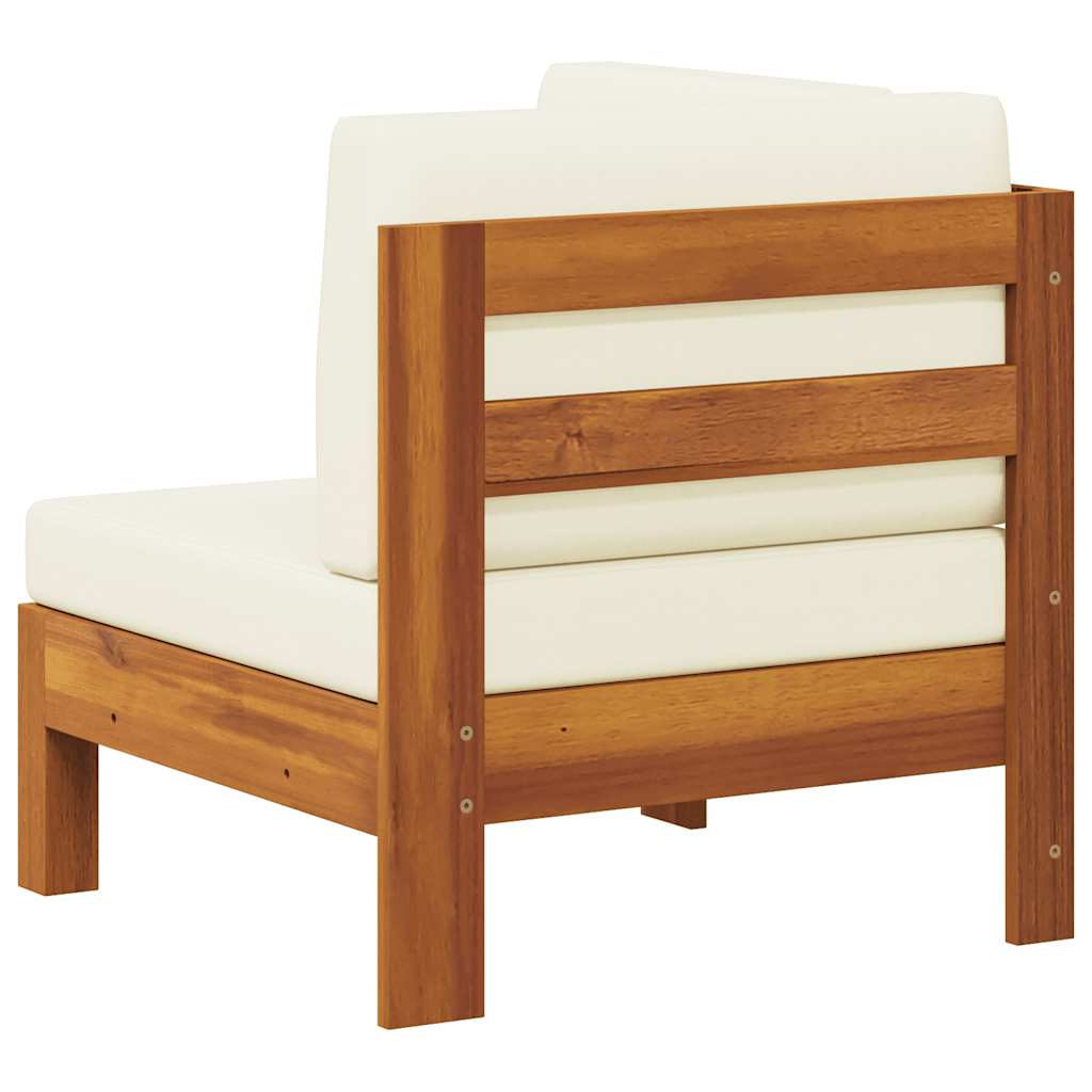 2-tlg. Garten-Lounge-Set mit Cremeweißen Kissen Akazienholz