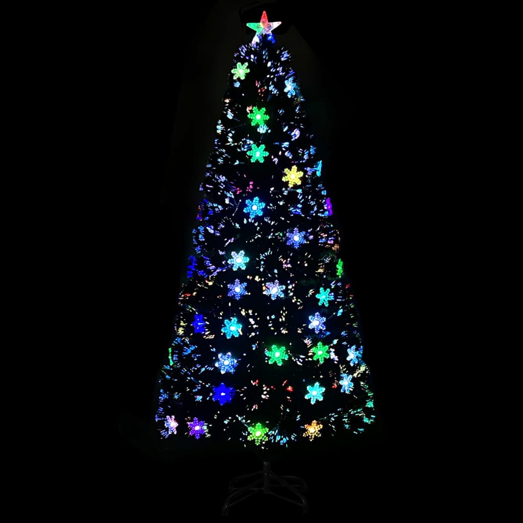 Weihnachtsbaum mit LED-Schneeflocken Schwarz 120 cm Fiberoptik