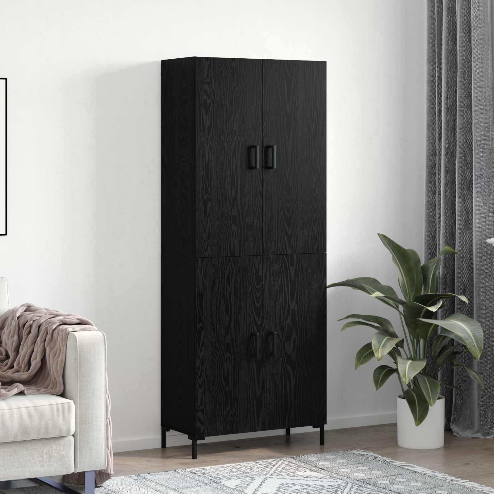 Highboard Betongrau 69,5x34x180 cm Holzwerkstoff
