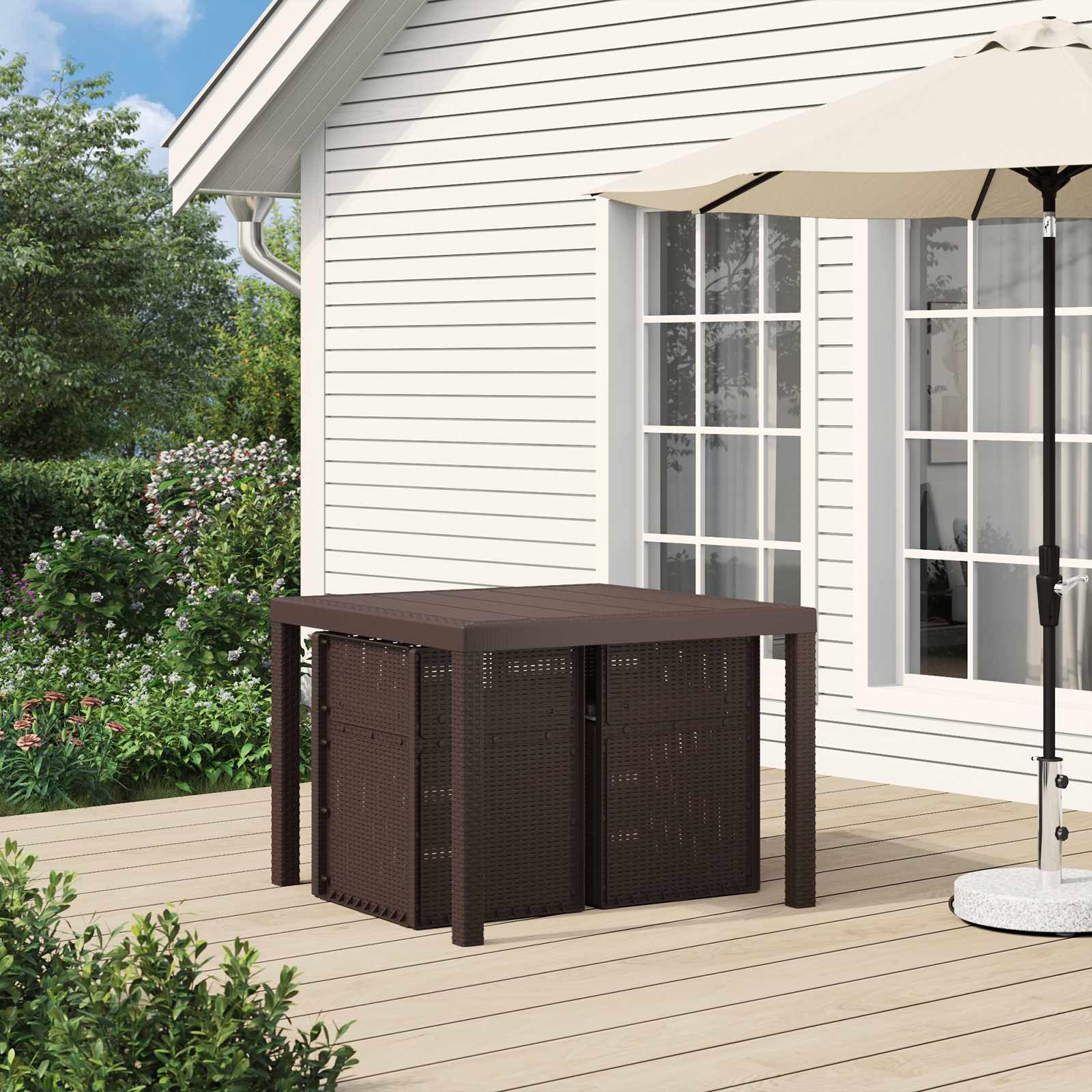 Garten Esszimmerstühle 2 pcs Weiß und Hellgrau PP