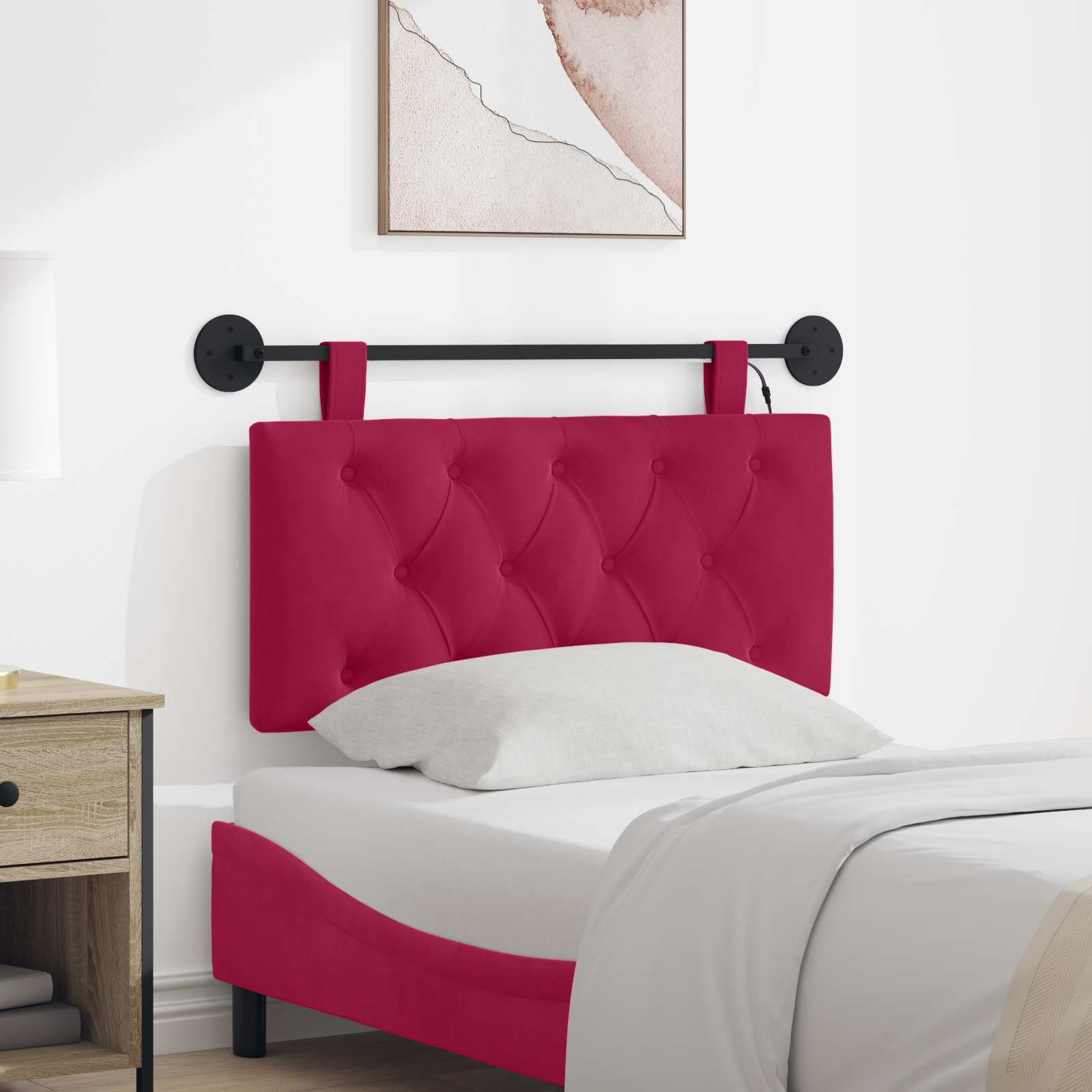 Hängendes Kopfteil Mit LED Licht Hellgrau Samt