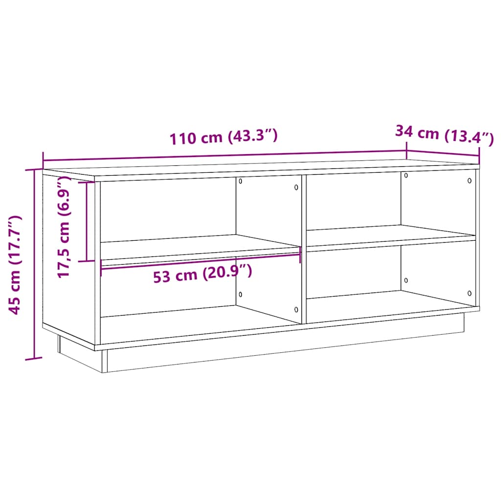 Schuhregal 110x34x45 cm Massivholz Kiefer