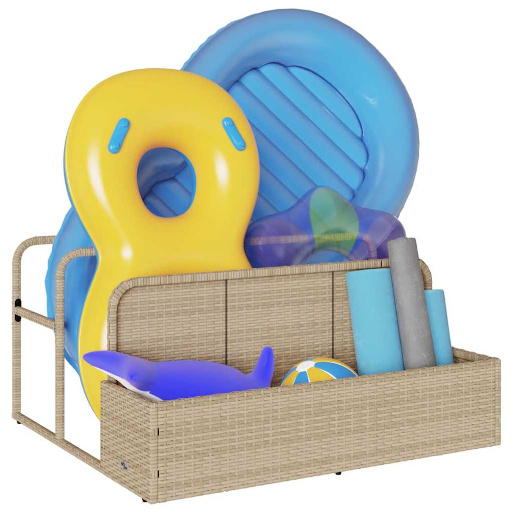Pool Aufbewahrungsbehälter Schwarz 110x100x57 cm Poly Rattan