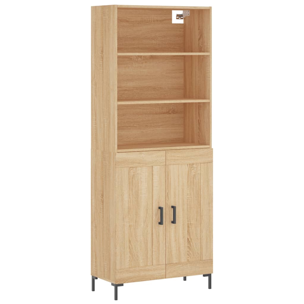 Highboard Hochglanz-Weiß 69,5x34x180 cm Holzwerkstoff