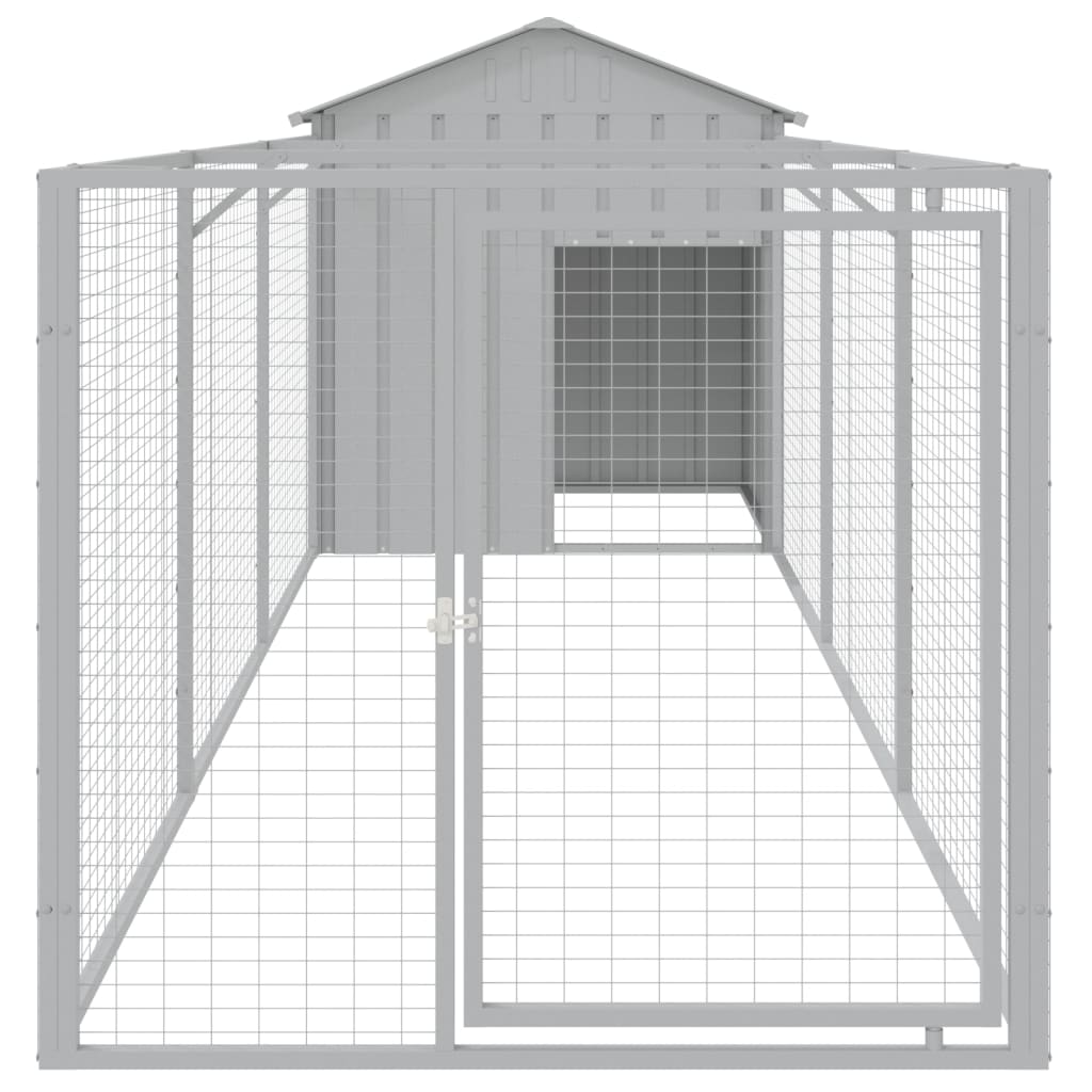 Hundehütte mit Auslauf Anthrazit 117x201x123cm Verzinkter Stahl
