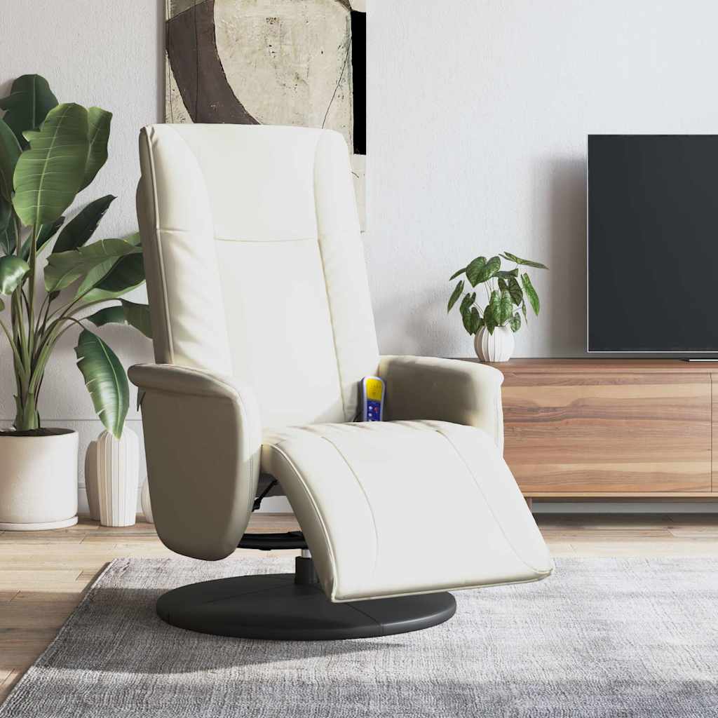 Massagesessel mit Fußteil Creme Kunstleder