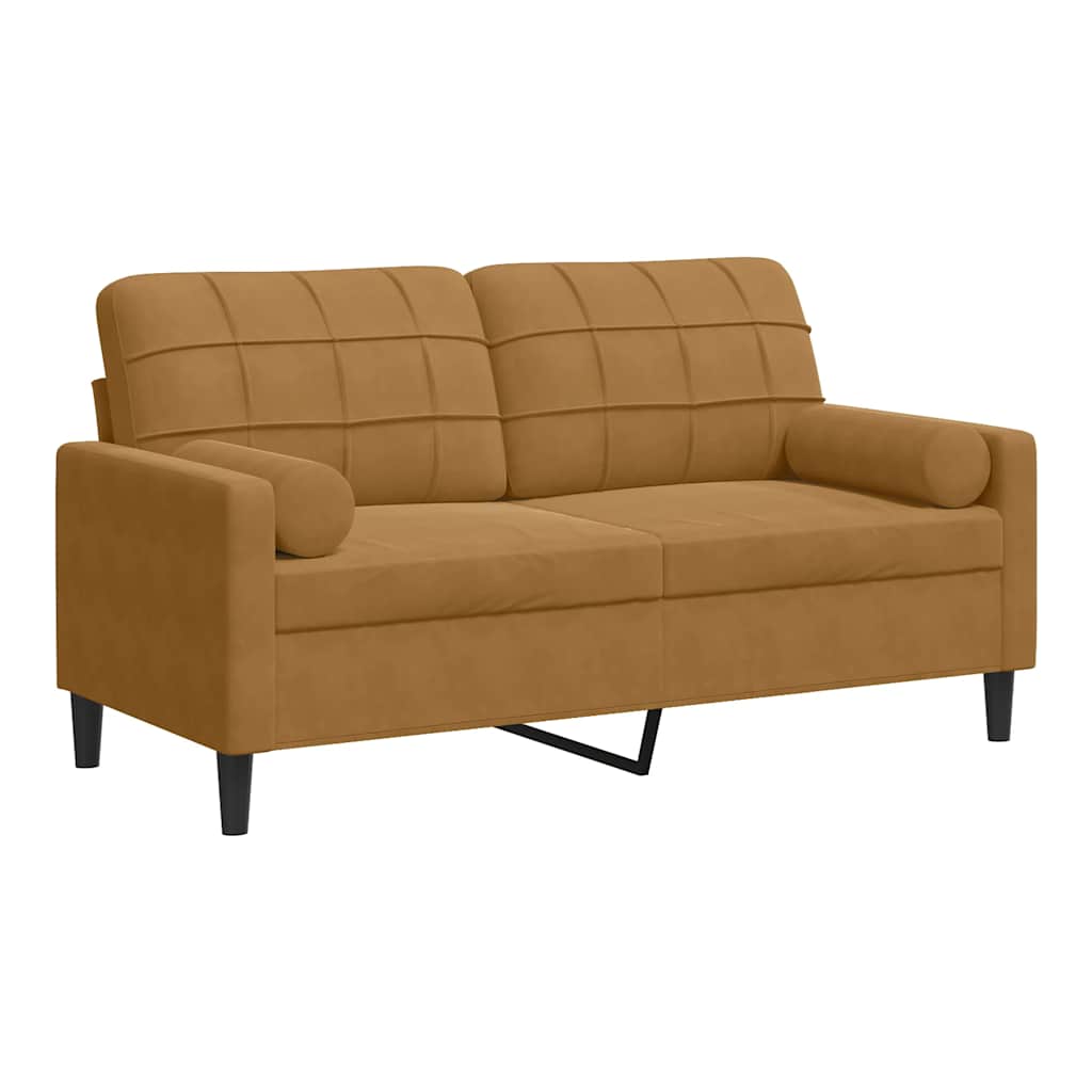 2-Sitzer-Sofa mit Zierkissen Hellgrau 120 cm Samt