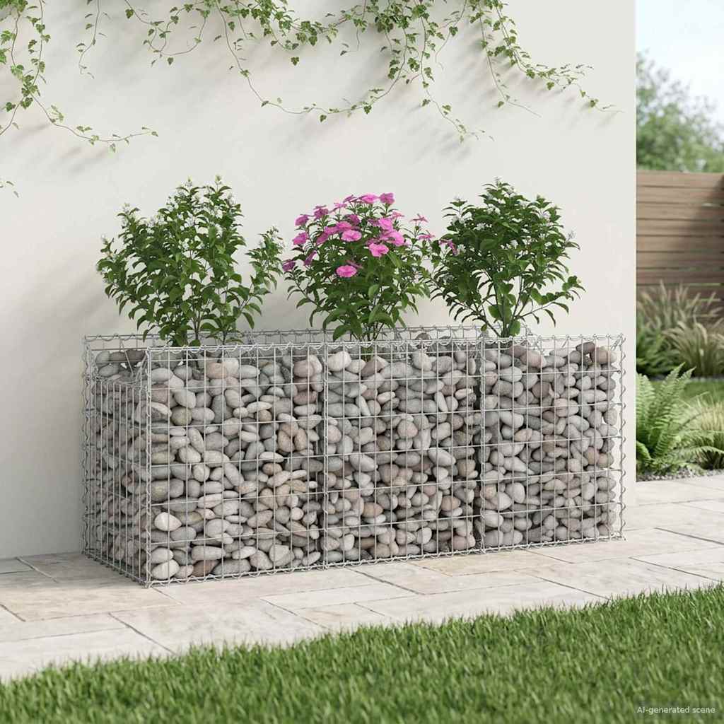 Gabionen-Hochbeet 2 pcs Silber