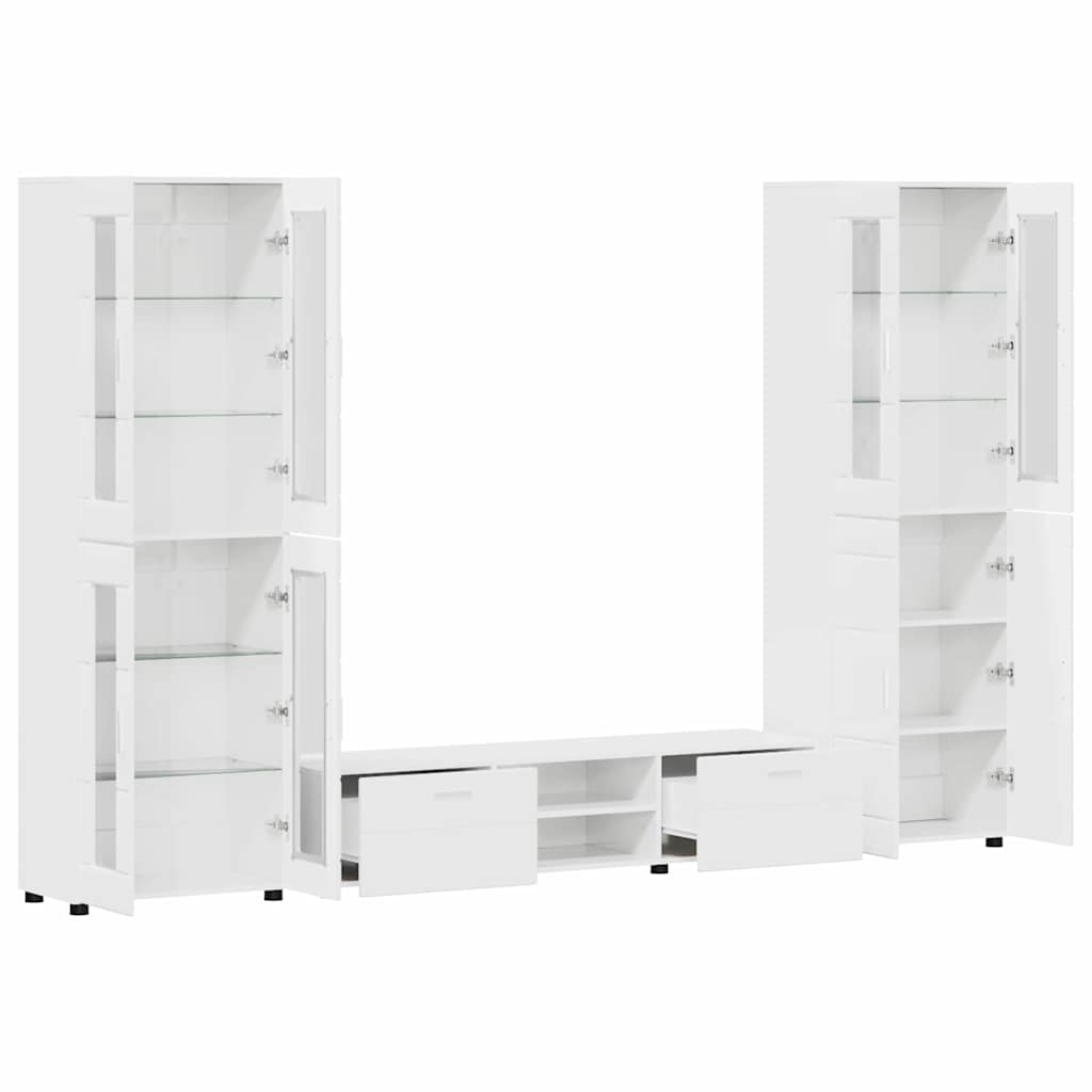 Highboard mit Regal FLORIN Weiß 60 x 35 x 182 cm Holzwerkstoff