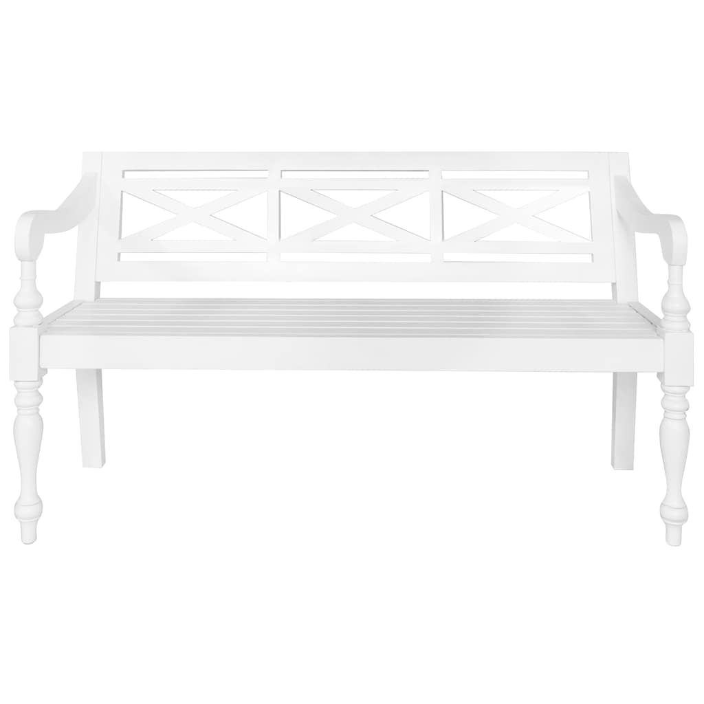 Batavia-Sitzbank 98 cm Mahagoni Massivholz Weiß
