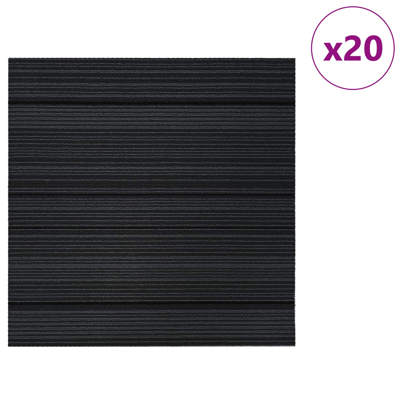 Teppichfliese Hellgrau mit Streifen 50 x 50 cm 4 pcs