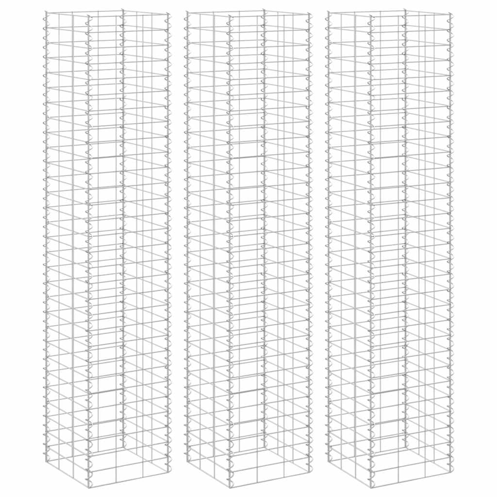 Gabionen-Hochbeete 3 Stk. 30x30x50 cm Eisen