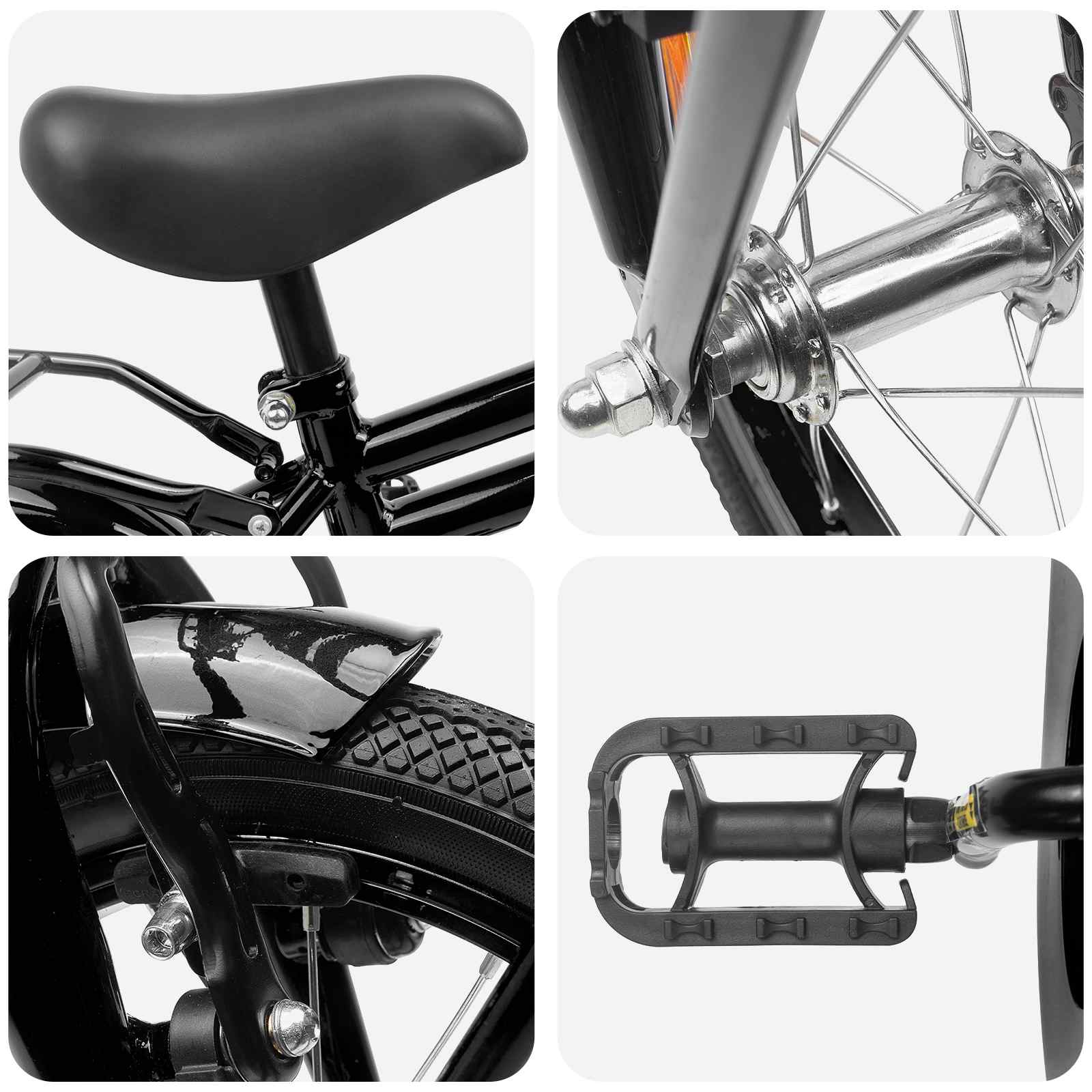 Kinderfahrrad 12 Zoll für 2-4 Jahre alt Schwarz