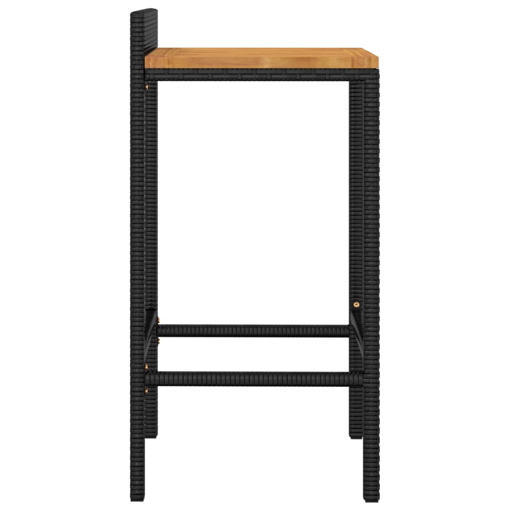 Barhocker 2 Stk. Grau Poly Rattan und Massivholz Akazie