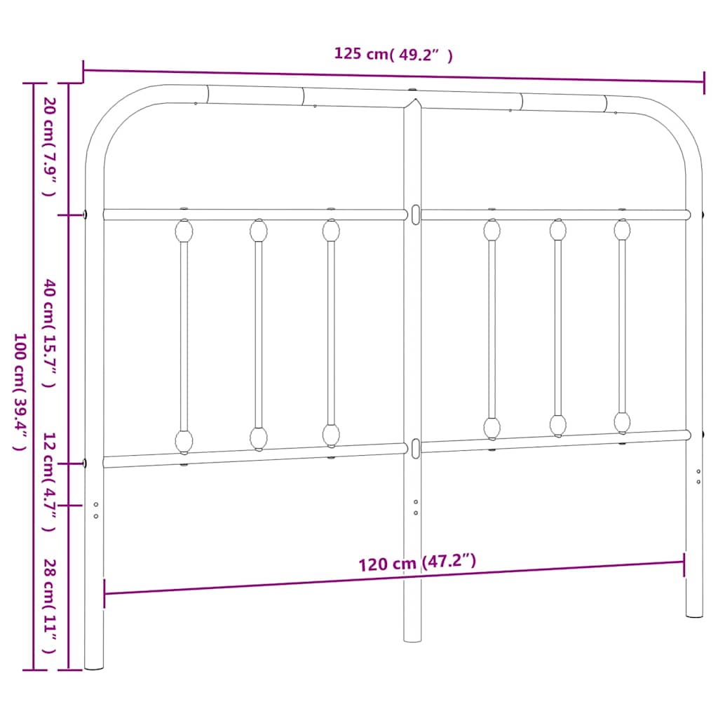 Ersatz-Kopfteil Metall Schwarz 75 cm