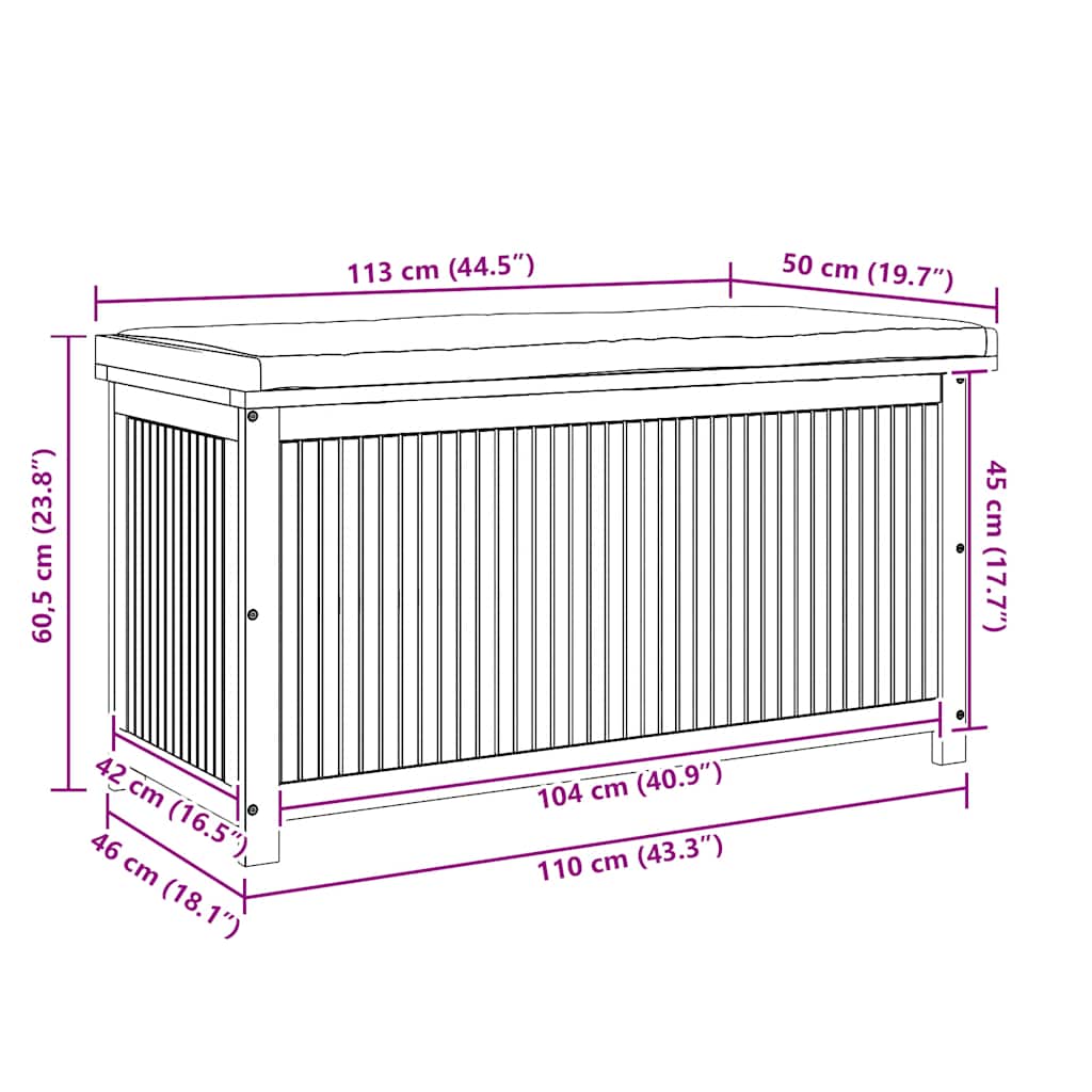 Outdoor-Kissenbox 60x50x61 cm Massivholz Akazie