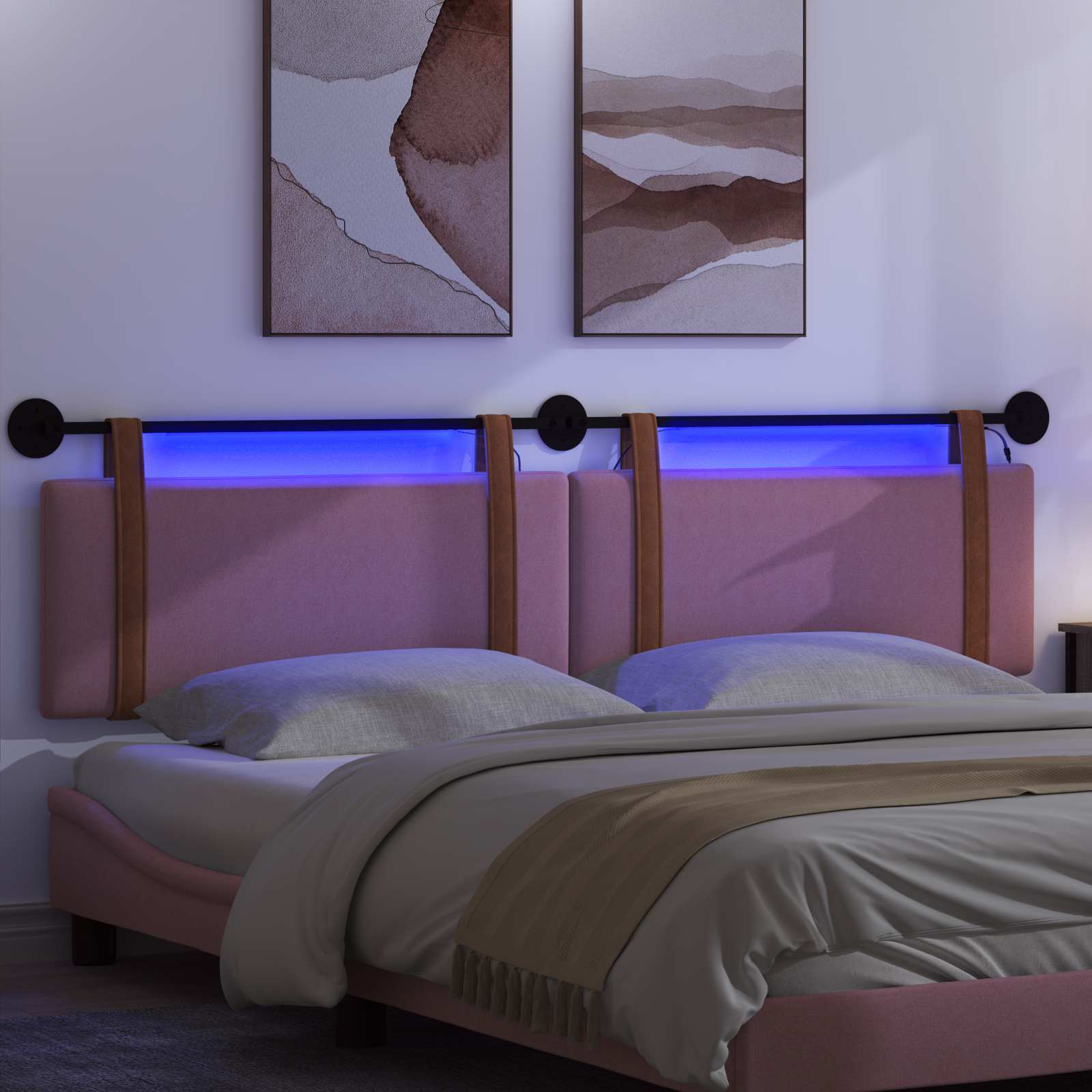 Hängendes Kopfteil Mit LED Licht Wolkengrau Antikes PU