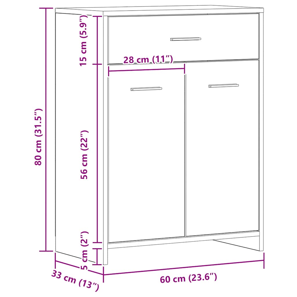 Badezimmerschrank Weiß 60x33x80 cm Holzwerkstoff