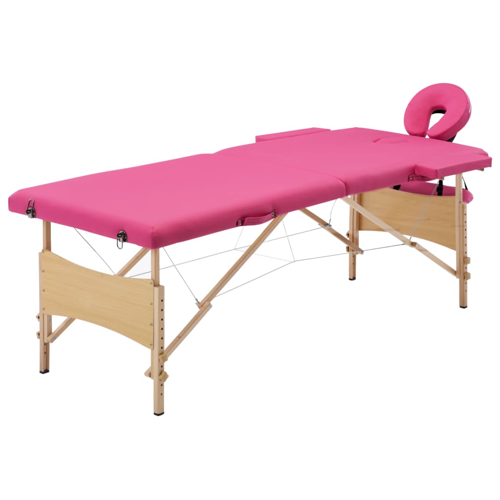Massageliege Klappbar 2-Zonen mit Holzgestell Lila