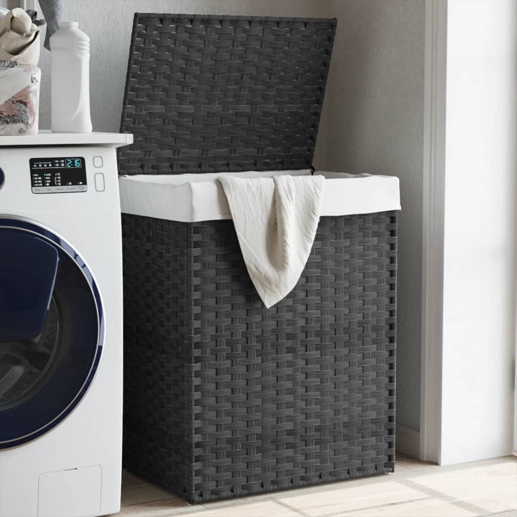 Wäschekorb mit Deckel 46x33x60 cm Poly Rattan