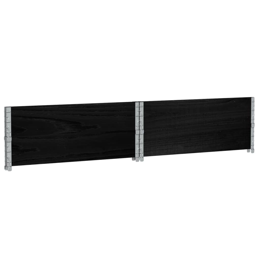 Paletten-Aufsatzrahmen Schwarz 80x60 cm Massivholz Kiefer