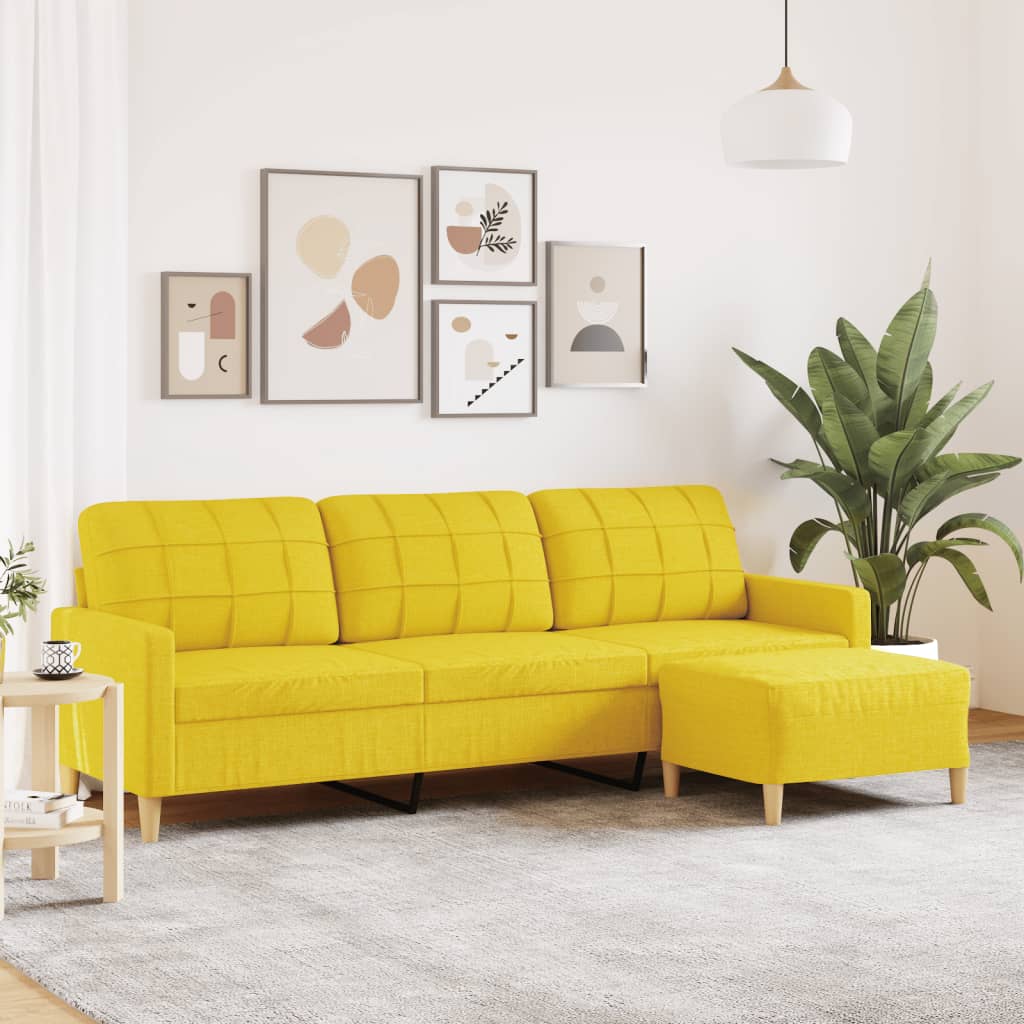 3-Sitzer-Sofa mit Hocker Taupe 180 cm Stoff