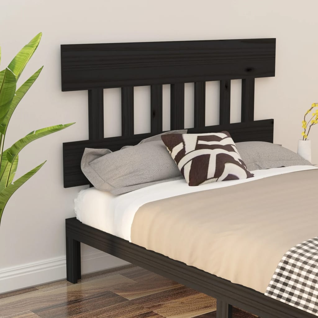 Bett-Kopfteil Schwarz 78,5x3x81 cm Massivholz Kiefer