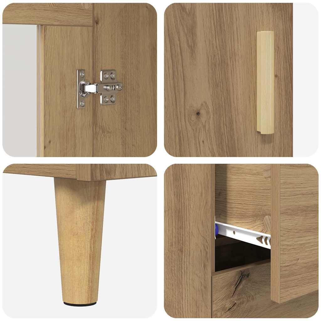 Highboard Altholz 69,5 x 34 x 180 cm Holzwerkstoff