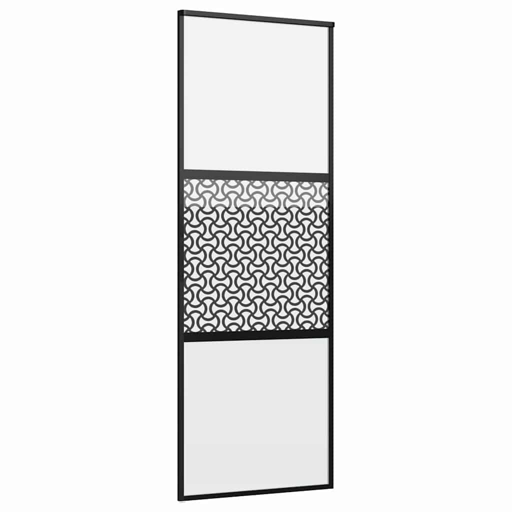 Schiebetür 3-teilig ESG-Glas und Aluminium 76x205 cm Schwarz