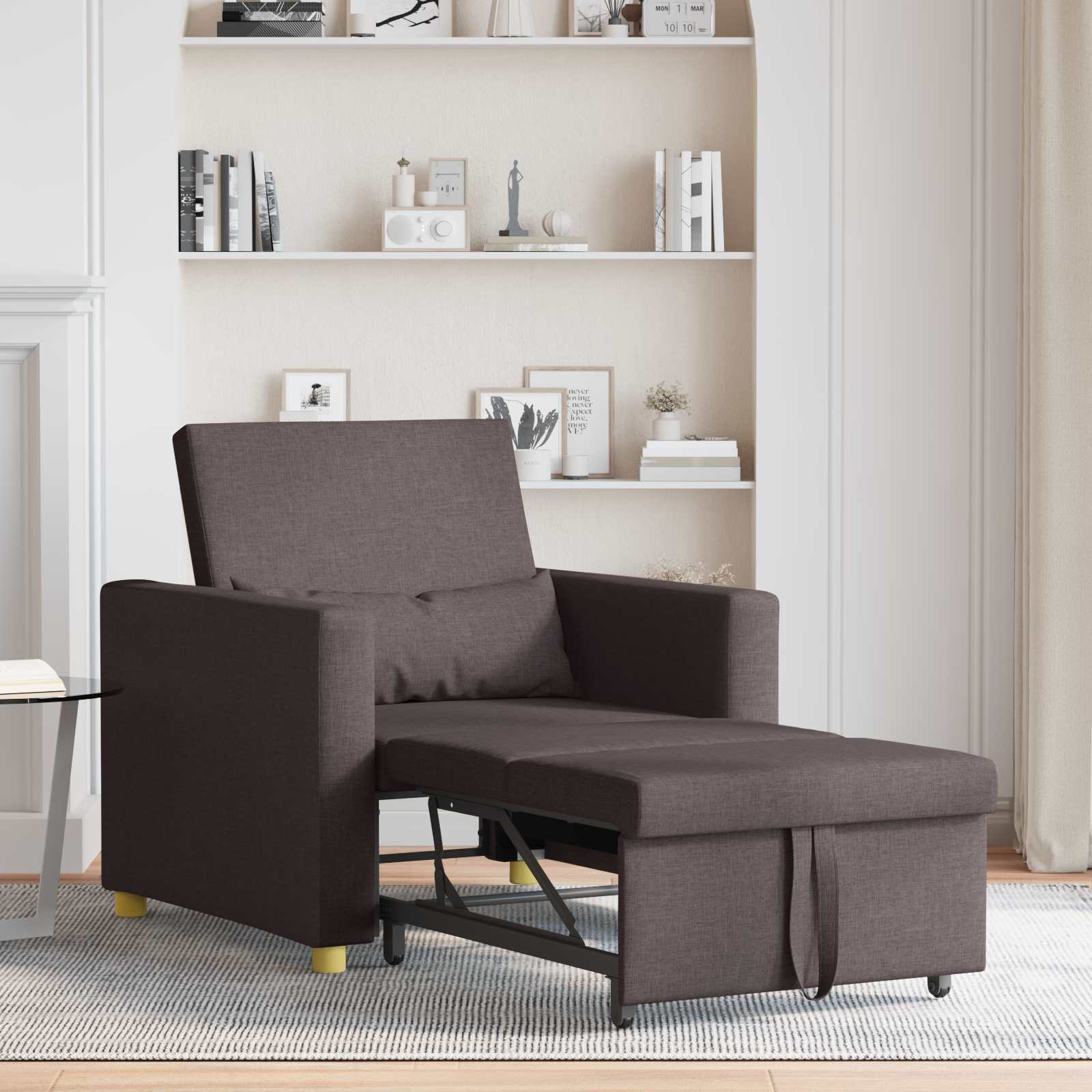 Ausziehbare Schlafcouch Einzel Hellgrau 90 x 165 x 87 cm Stoff