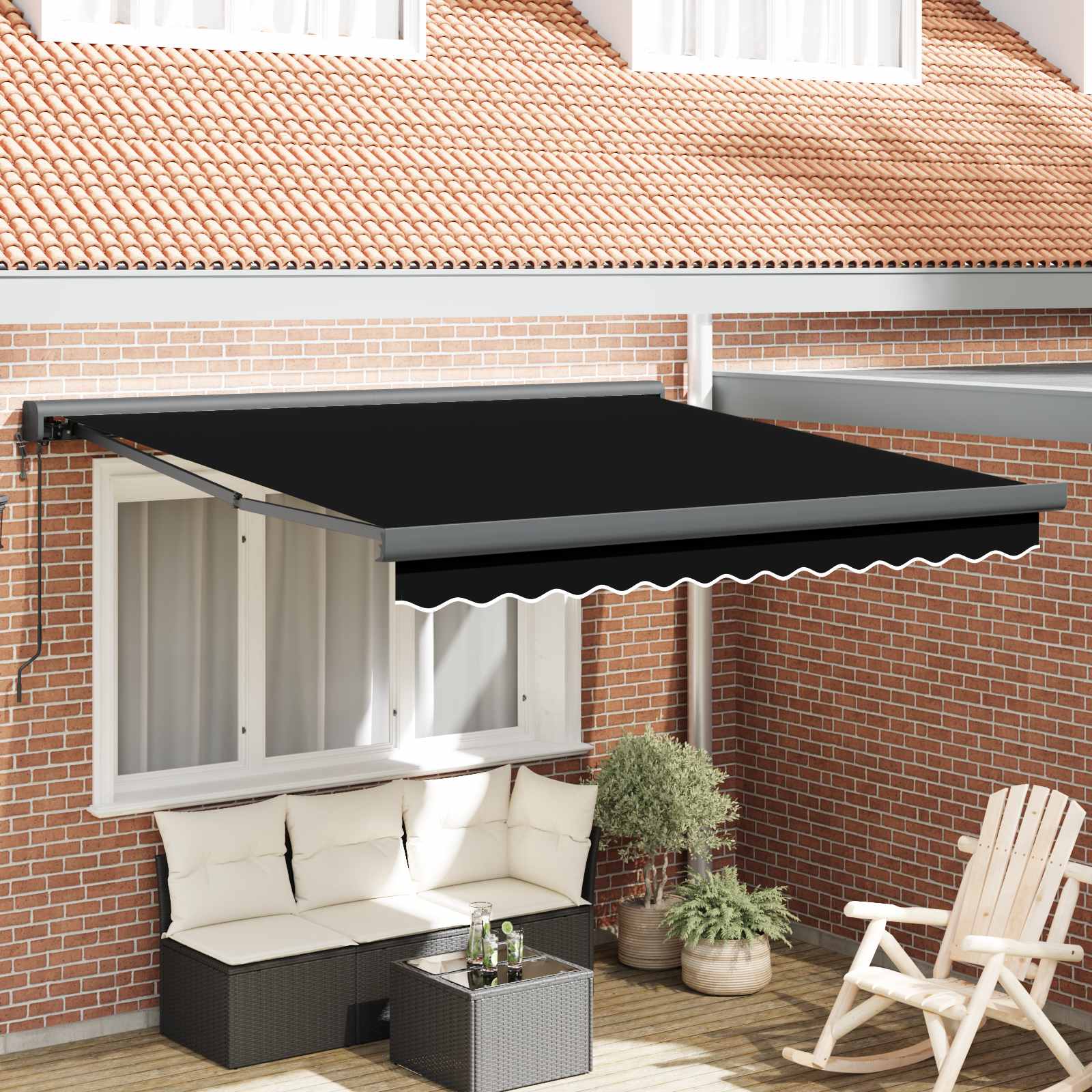 Markise Einziehbar Blau und Weiß 4x3 m Stoff und Aluminium
