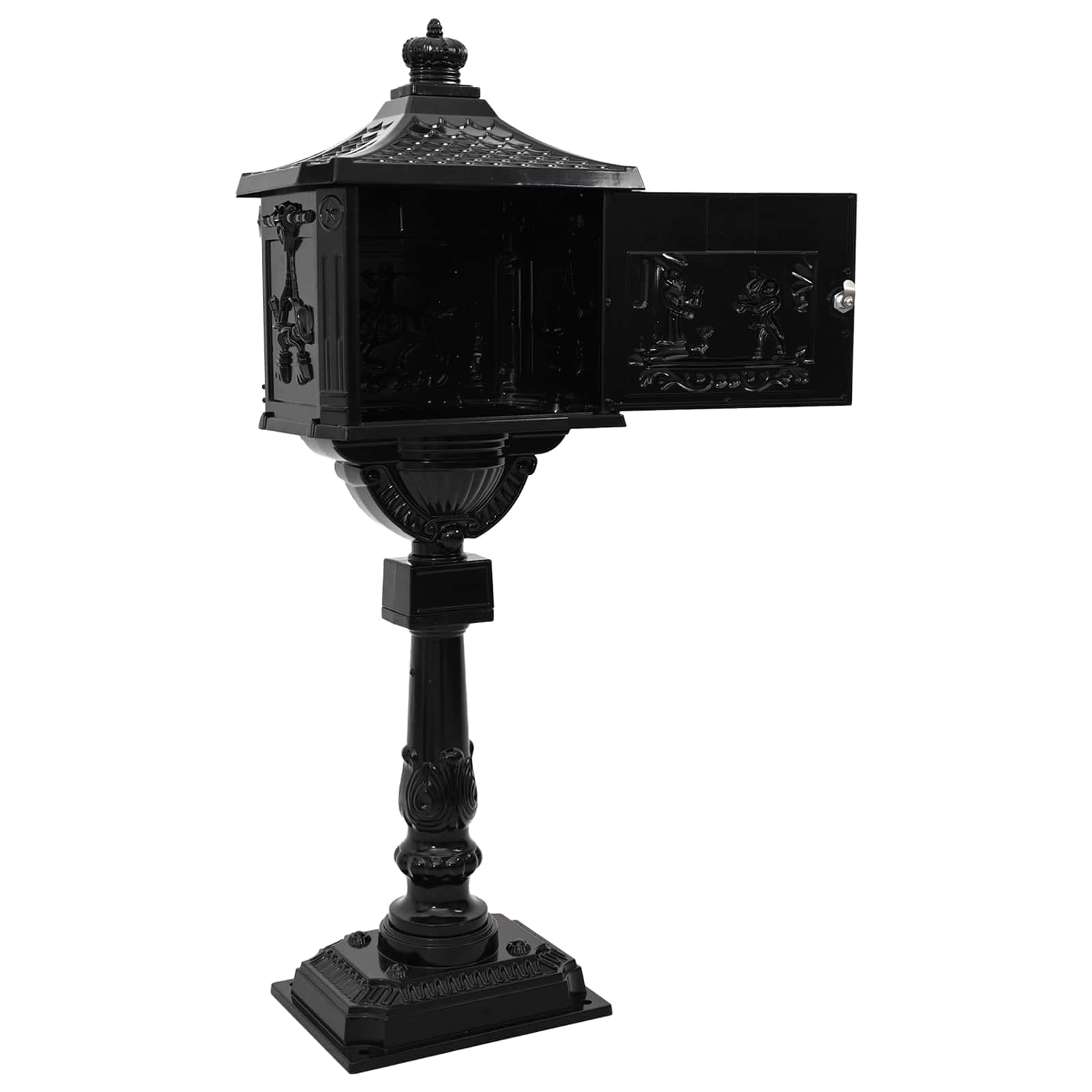 Stehender Briefkasten mit Speicher Schwarz 42,5 x 29,5 x 117 cm