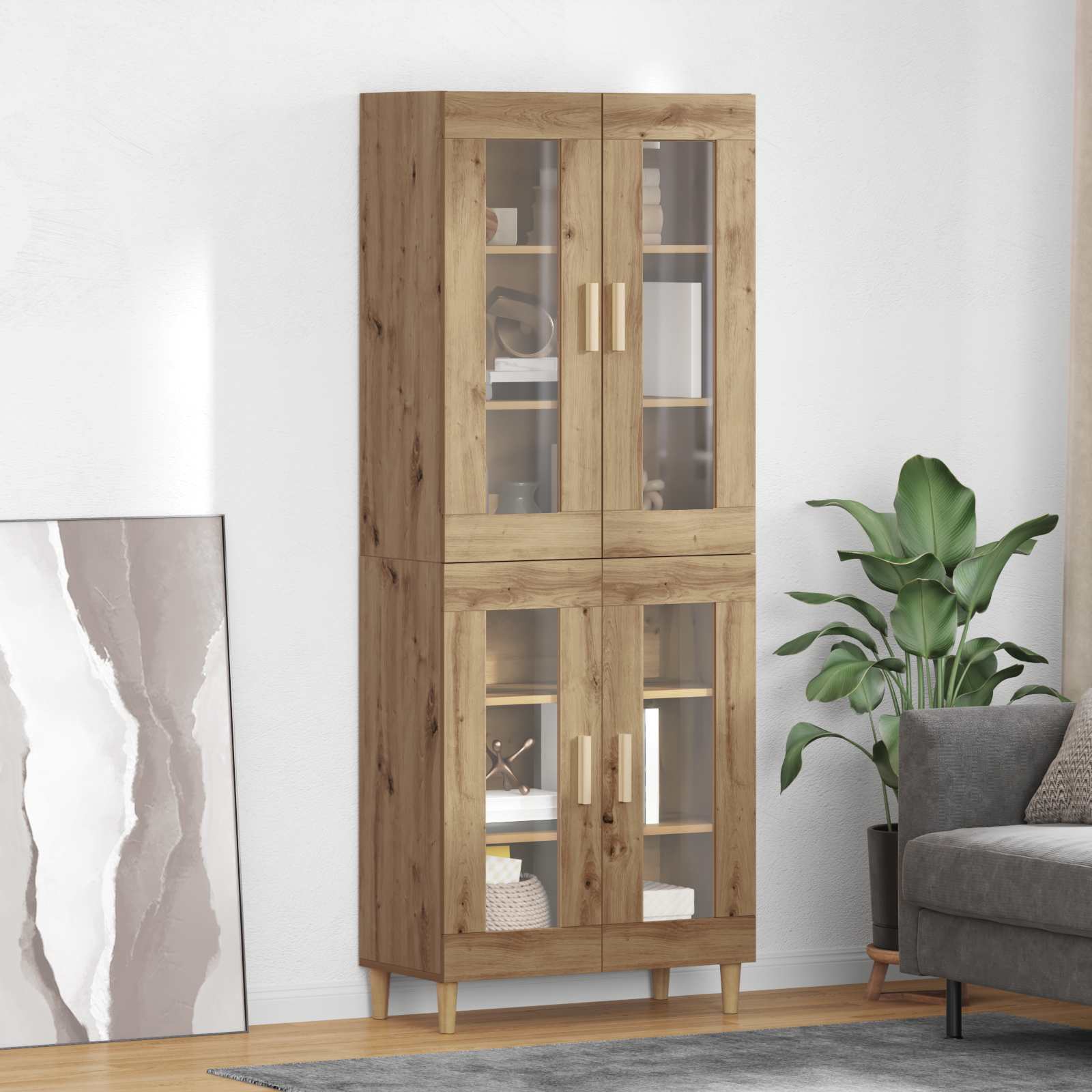 Highboard Altholz 69,5 x 34 x 180 cm Holzwerkstoff