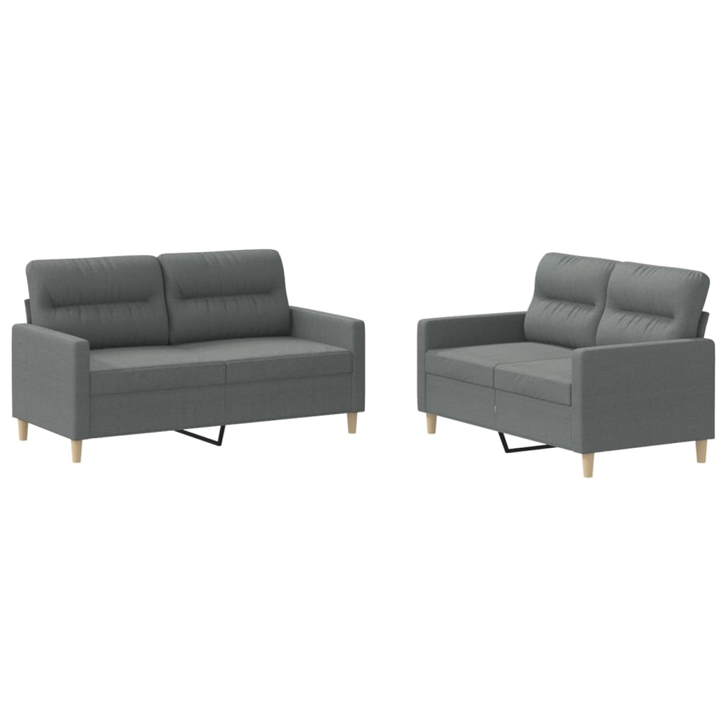 3-tlg. Sofagarnitur mit Kissen Taupe Stoff