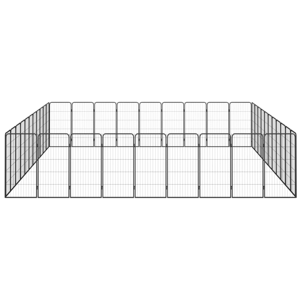 4-tlg. Hundelaufstall Schwarz 50x100cm Stahl Pulverbeschichtung