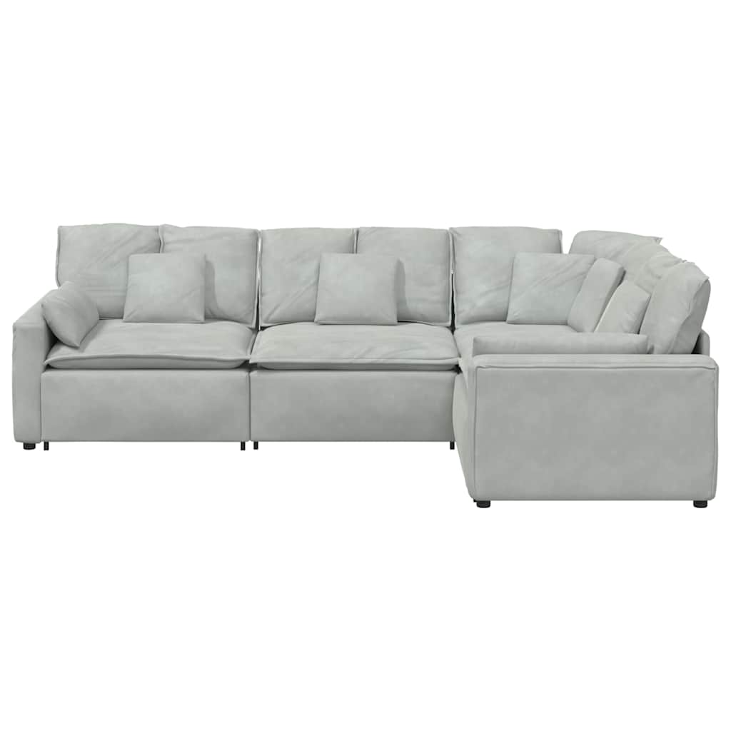 Modulares Sofa mit Kissen Samt Blau