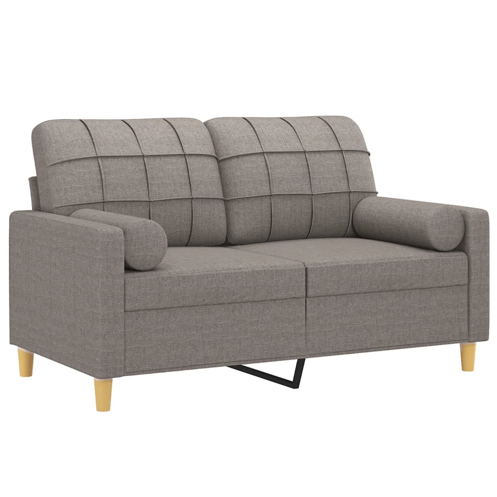 2-Sitzer-Sofa mit Zierkissen Braun 120 cm Stoff